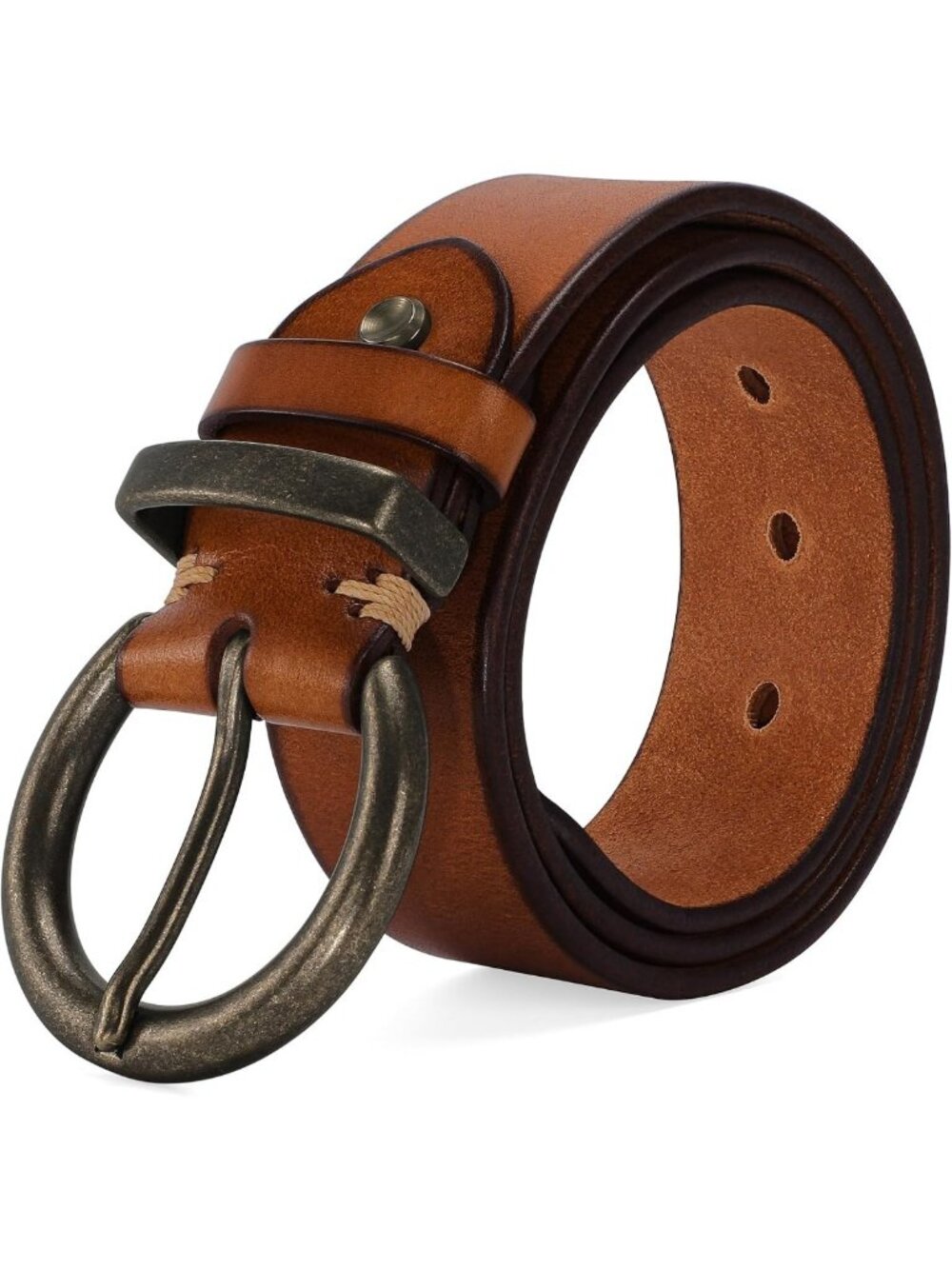 Trendy Women's 1.5" Leather Belt with Large Vintage Buckle - Stylish Accessory
